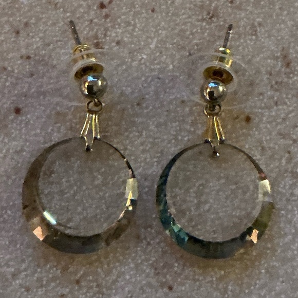 Elegant Clear Gold Glass  Earrings - Picture 2 of 3